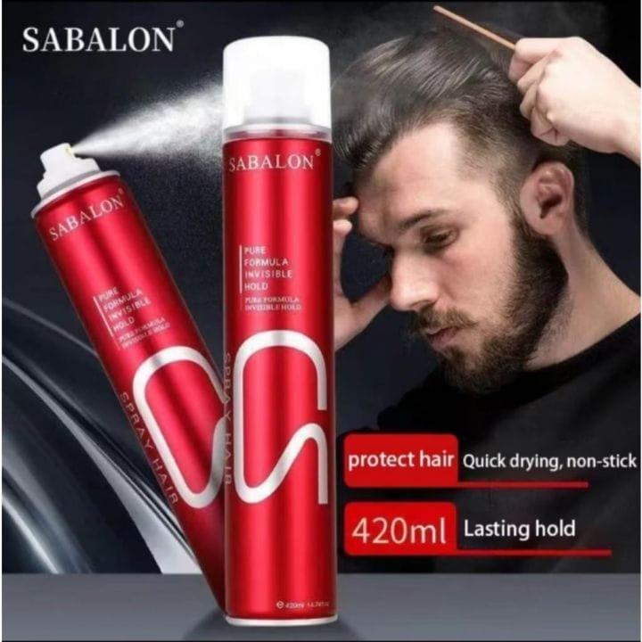 SABALON S2 Hair Spray 420ML Big Can | Pure Formula Invisible Hold | Protect Hair, Quick Drying, Non-Stick | Super Strong Lasting Hold | For Men Hair Styling